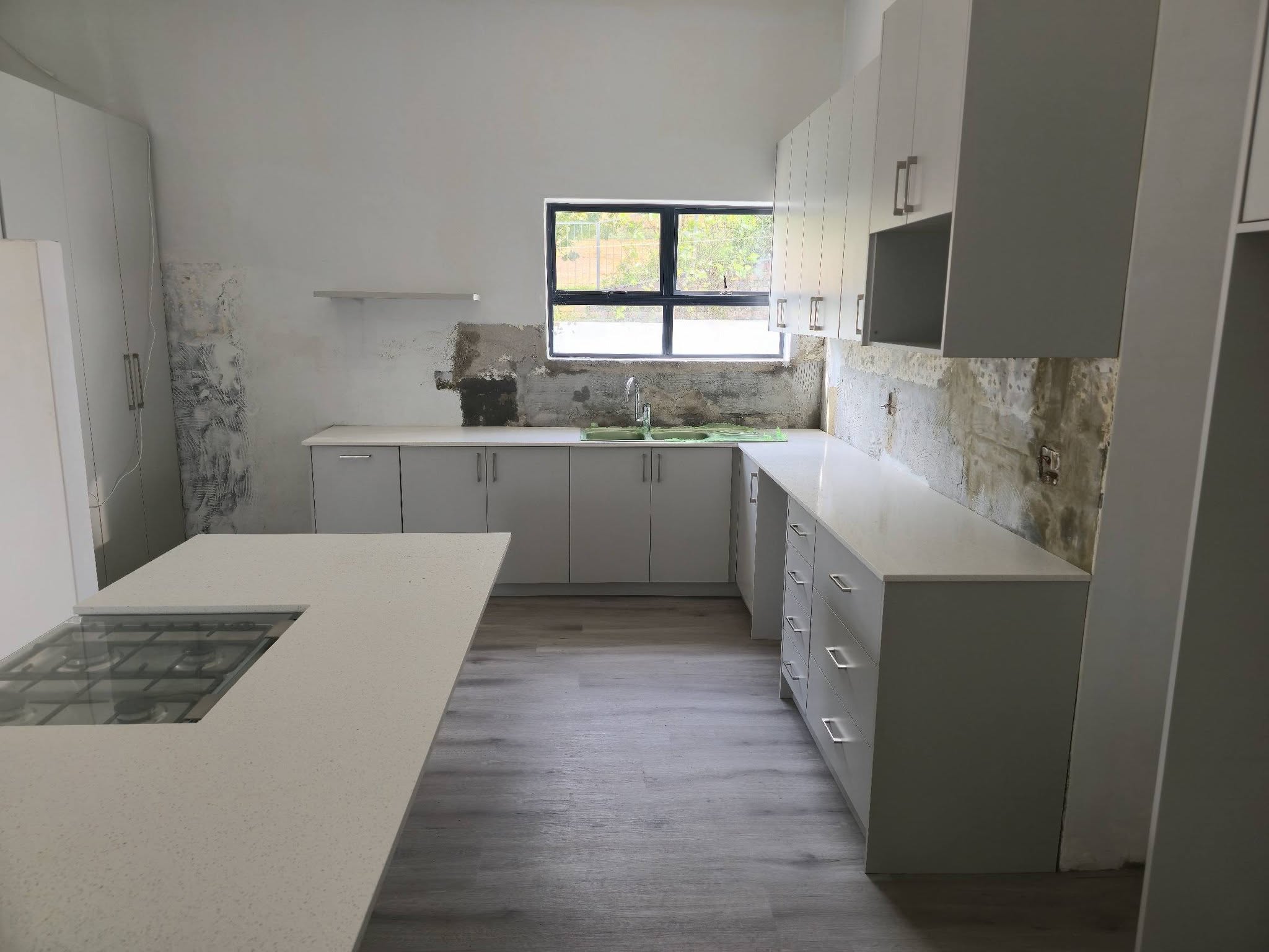 Grey kitchen with island