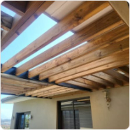Beam awning with a view